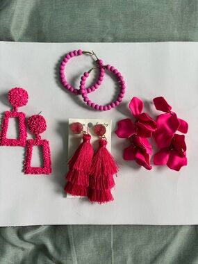 Pink Statement Tassel Earrings - Brand